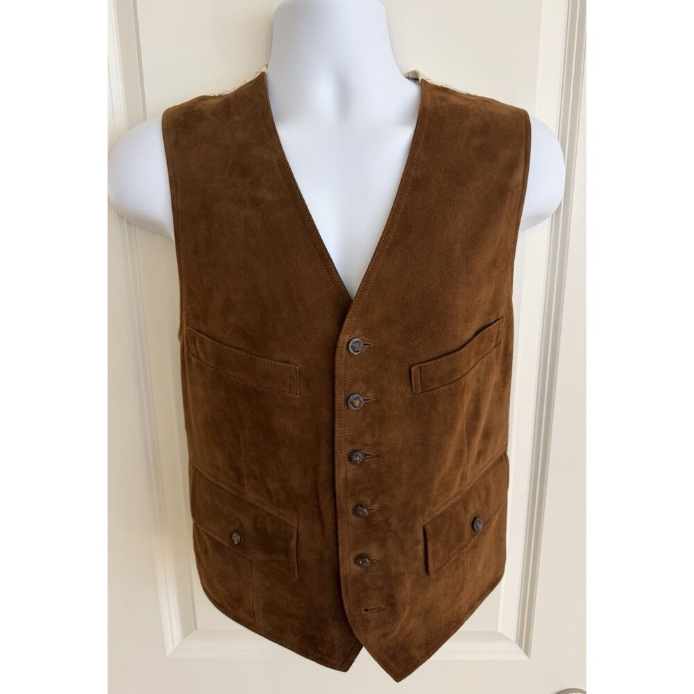 Polo by Ralph Lauren Men’s Suede Vest, Size Medium, Brown, Excellent Condition